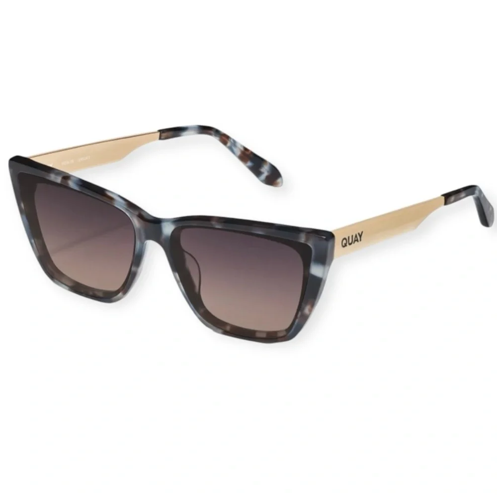QUAY Call The Shots Remixed Sunglasses Storm Tort Gold Frame Smoke Taupe Lens